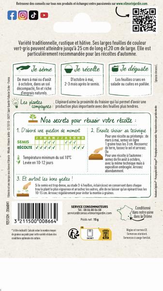 Potagères - Epinard Monstrueux de Viroflay - MEDIA_PACKAGING_VERSO